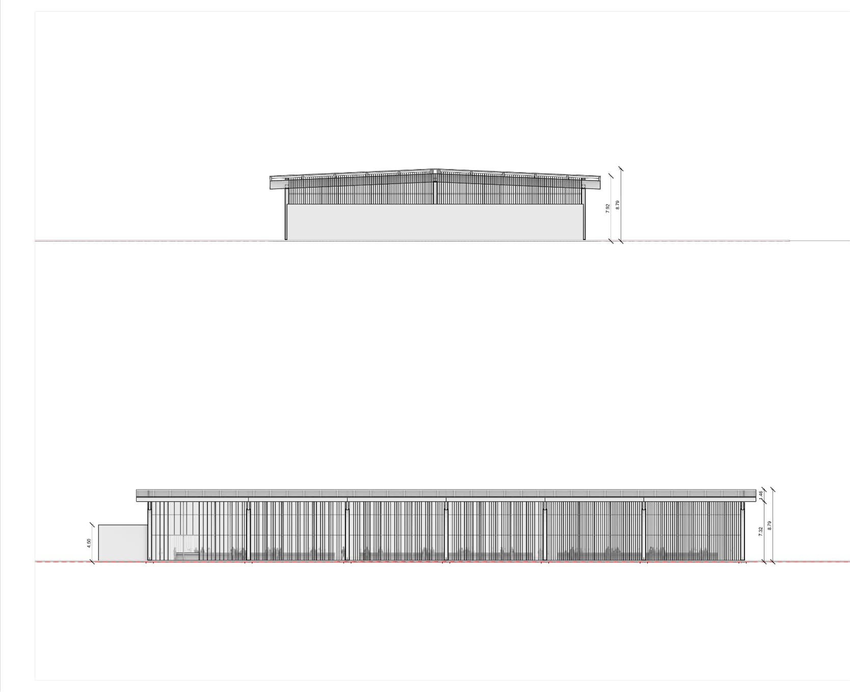 Ost- und Westfassade der Markthalle