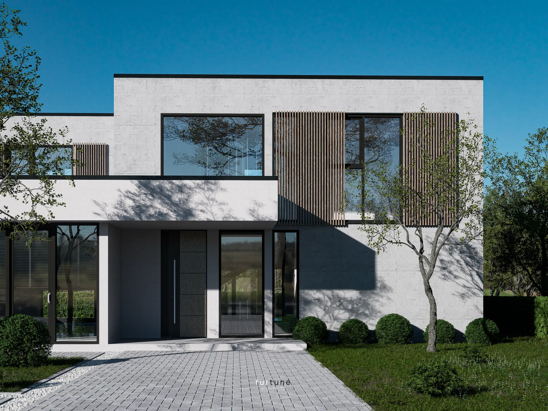 Frontale Ansicht der Eingangsfassade